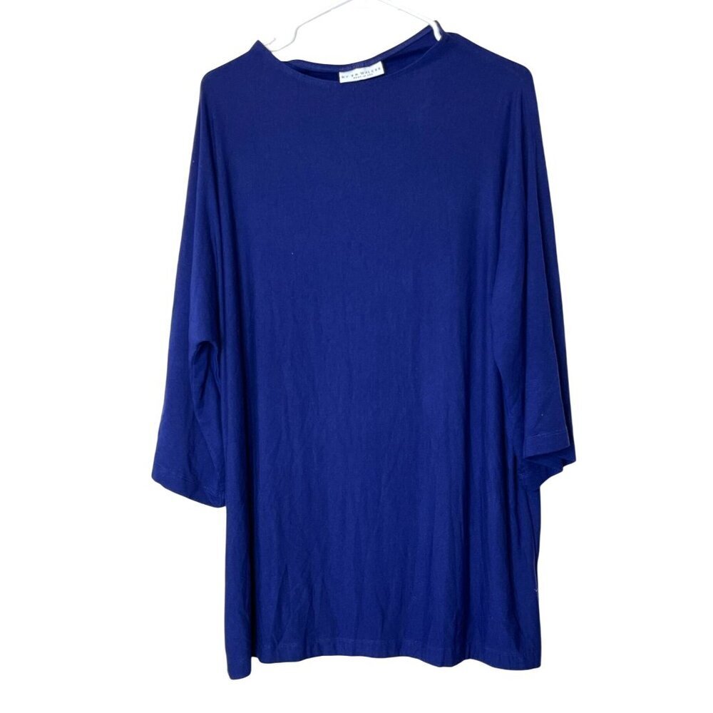 Bryn Walker Womens Royal Blue XL Tunic Top 3/4 Sleeve Relaxed Fit Made In USA